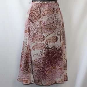 NWT COLDWATER CREEK Paisley Print Skirt, Size PXL Petite fully Lined